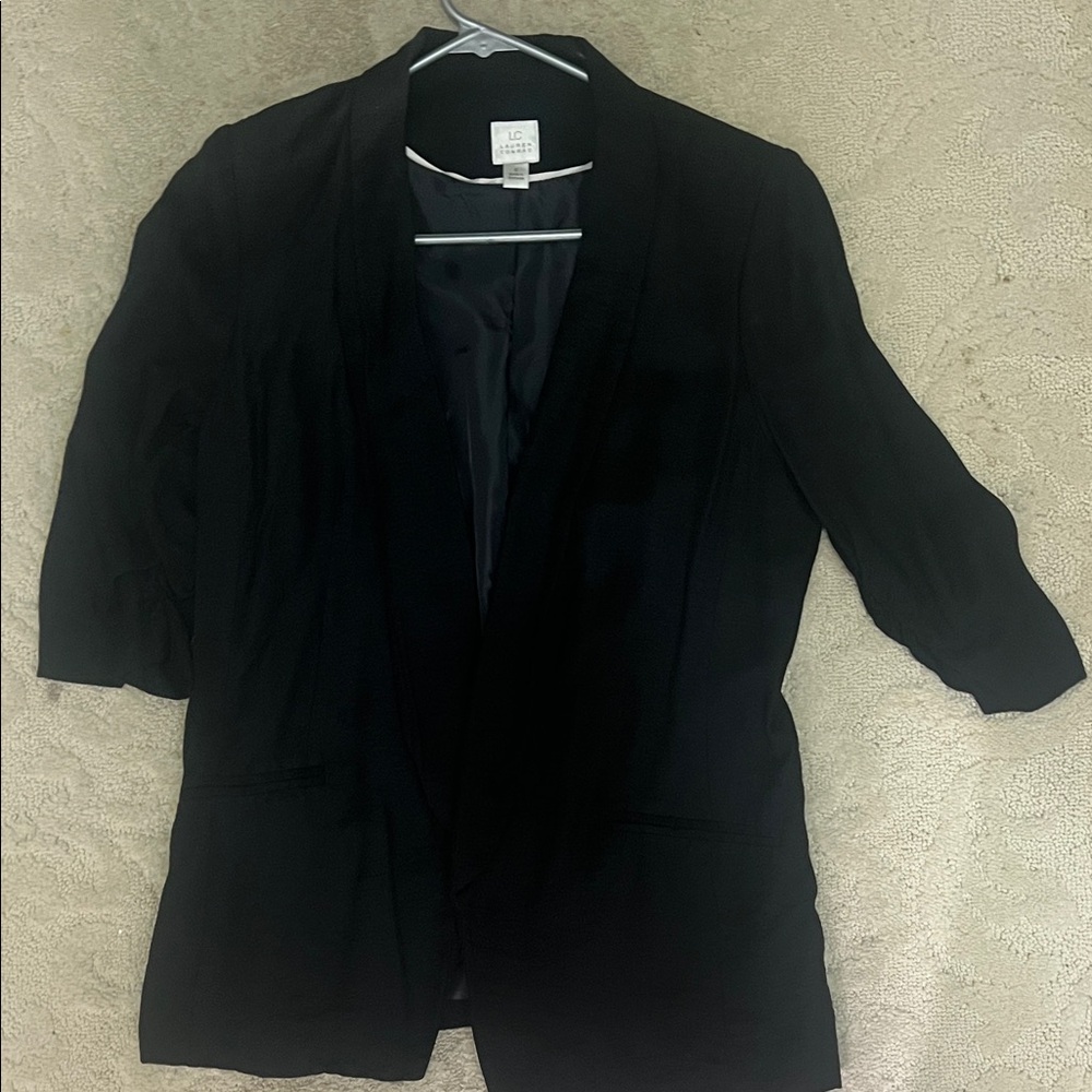 LC Lauren Conrad Black Open-Front Blazer with 3/4 Sleeves